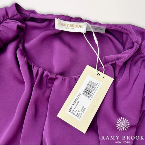 Ramy Brook **NWT** Quill V Neck Blouse in Vivid Purple - Picture 2 of 2